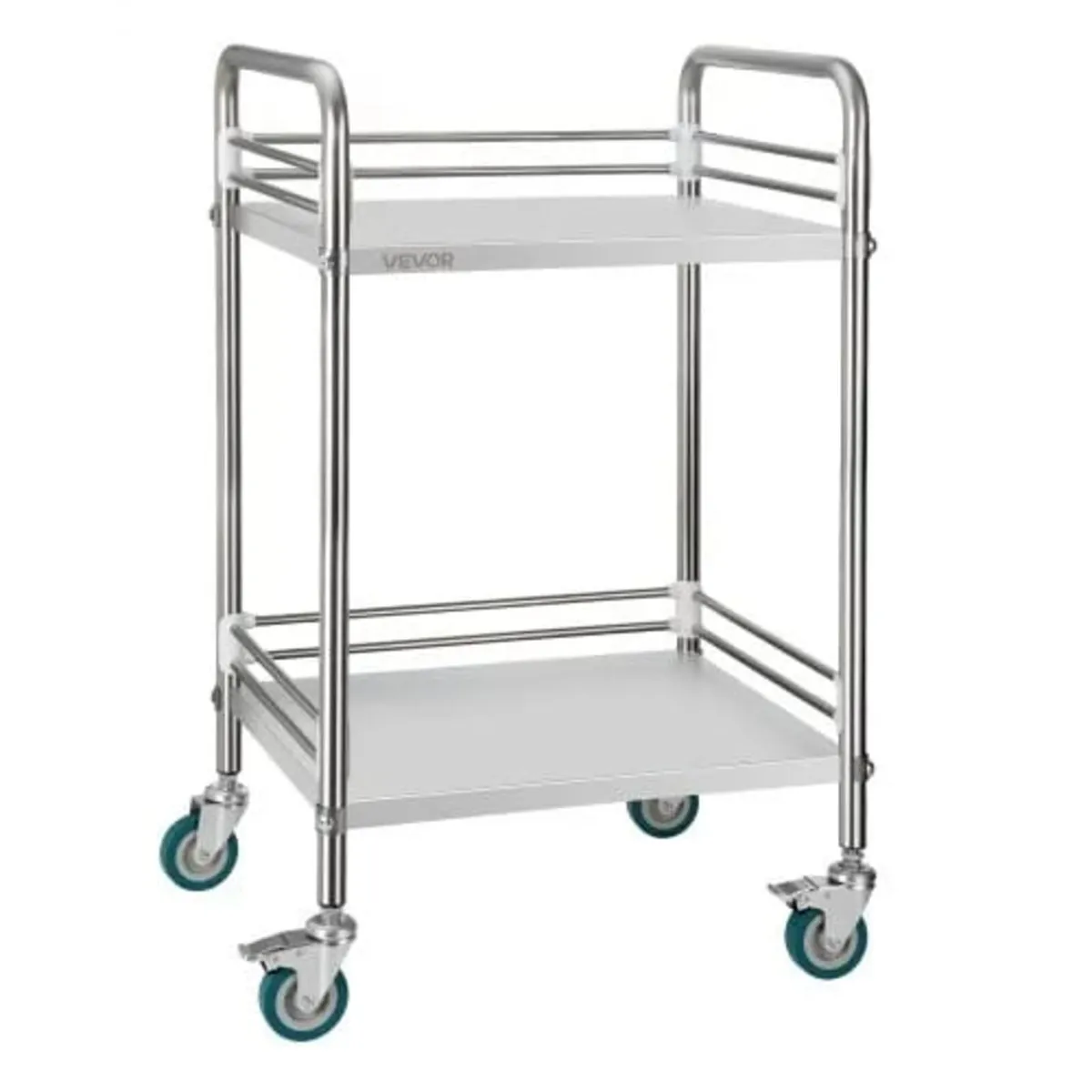 Stainless Steel Cart, 2-Tier Rolling Lab Utility C - Image 1