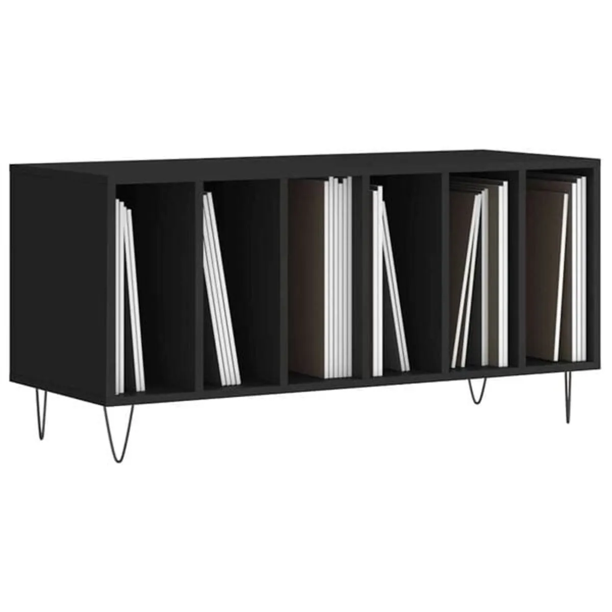 Record Cabinet Black 100x38x48 cm Engineered Wood - Image 2