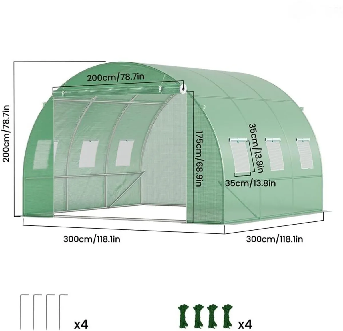 Outdoor Polytunnel Greenhouse 3x3x2m 9m² - Image 1