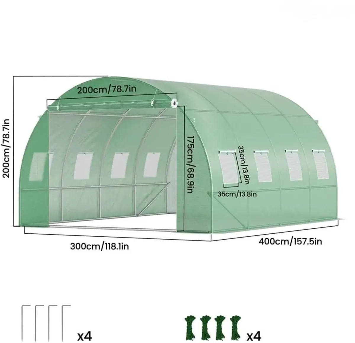 Polytunnel Greenhouse 4x3x2m for Garden Plants - Image 1
