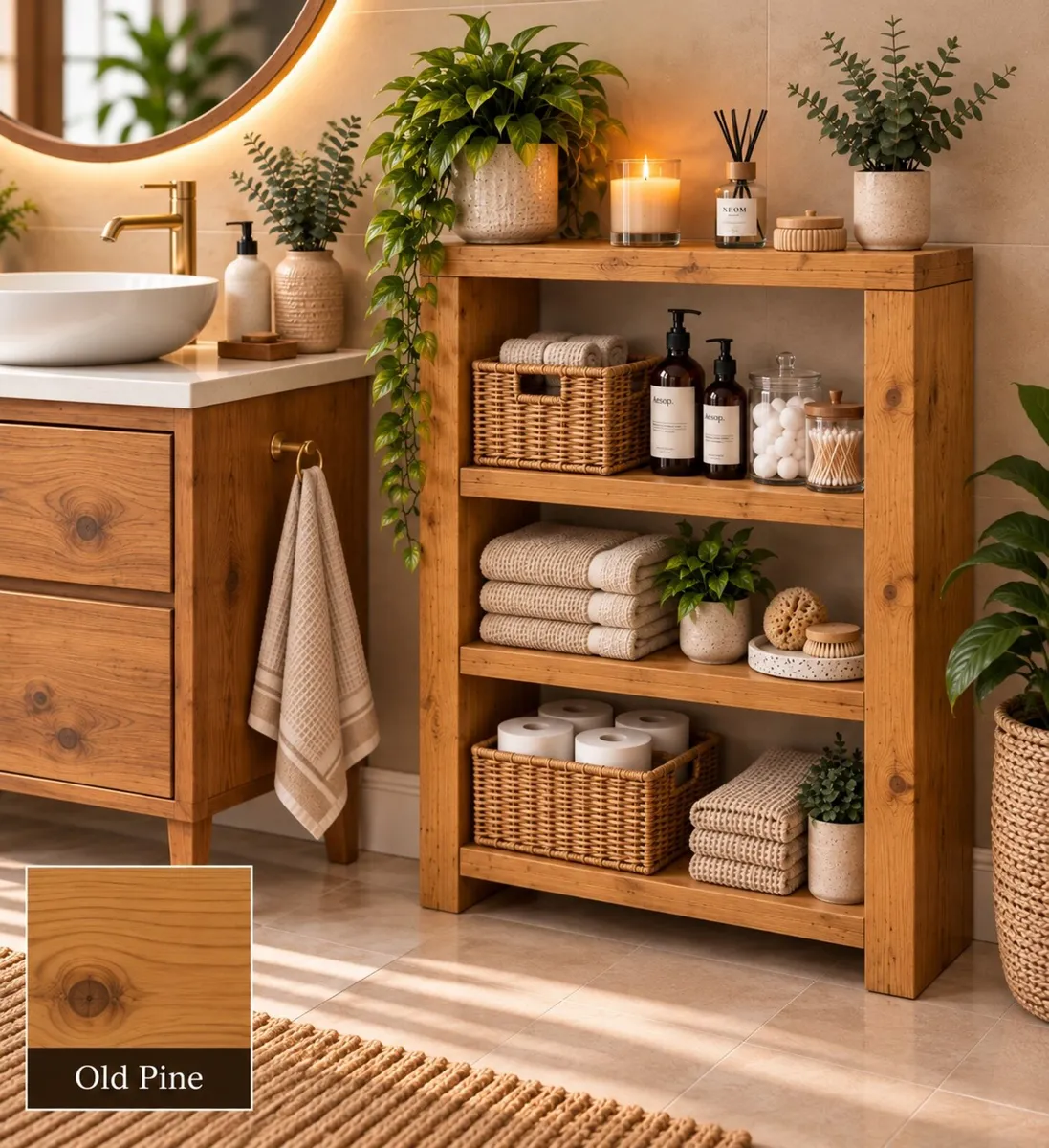 Handmade Old Pine Bathroom Storage Unit - Image 1