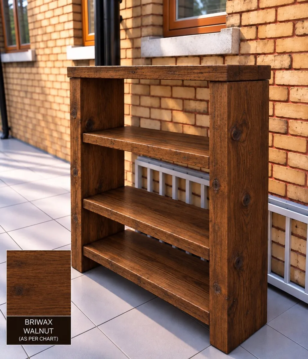 Handmade Walnut Finish Solid Wood Bathroom Unit - Image 2