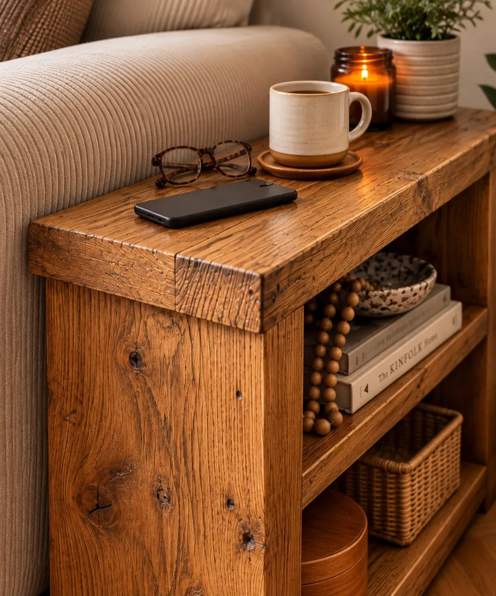 Rustic Pine Chunky Sofa Side/End Table - Image 2
