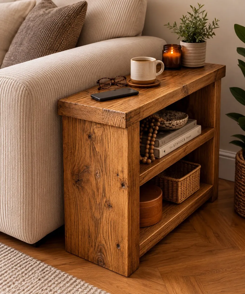 Rustic Pine Chunky Sofa Side/End Table - Image 1