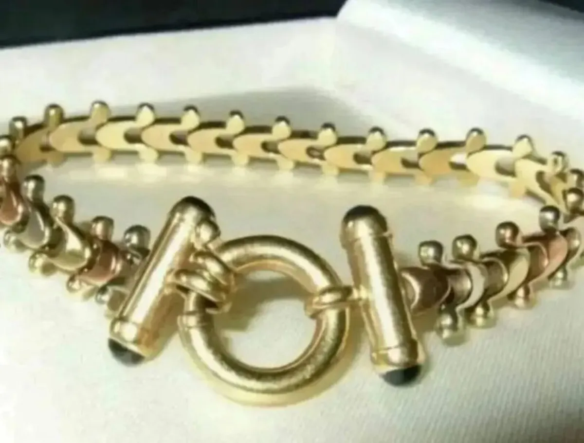 Vintage Hallmarked 9ct Gold - 3 Col' Gold Bracelet - Image 3