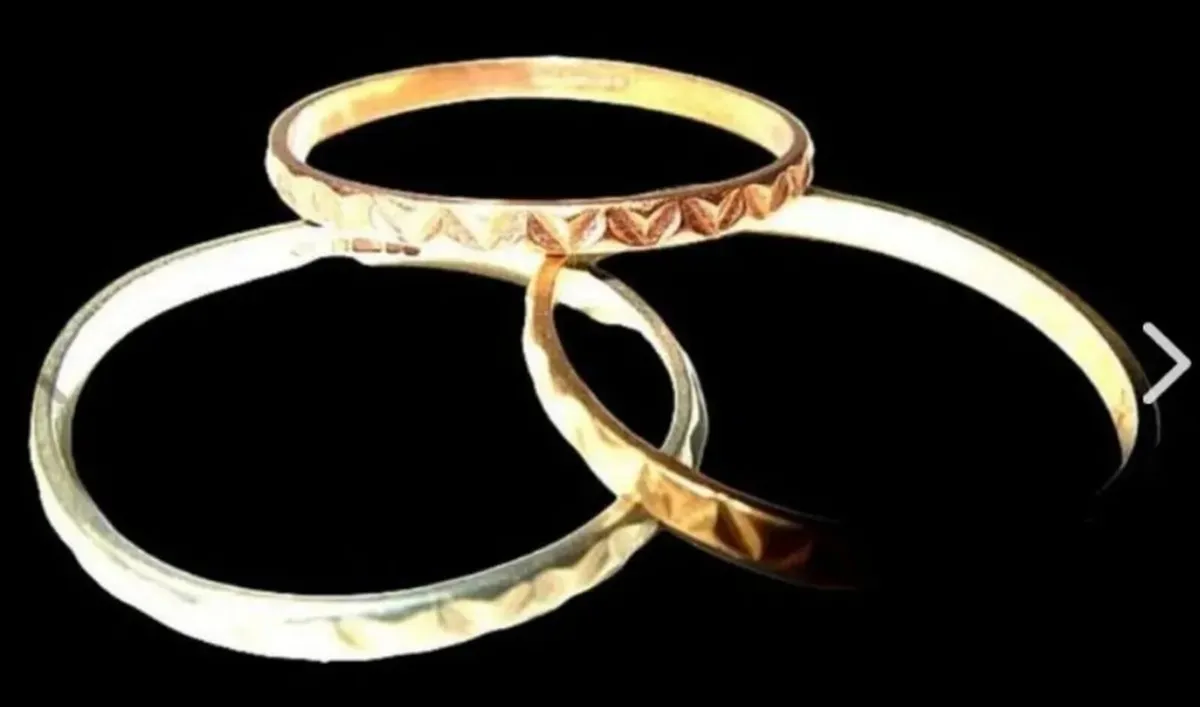 Vintage Hallmarked 9k Rose/White/Yellow Gold Rings - Image 4