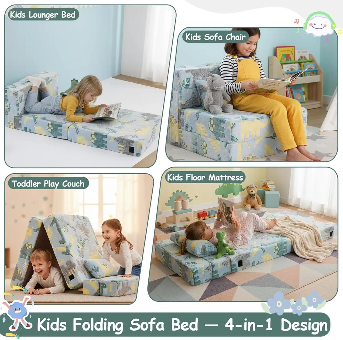 Kids Sofa Bed Toddler Floor Mattress Glow - Image 4
