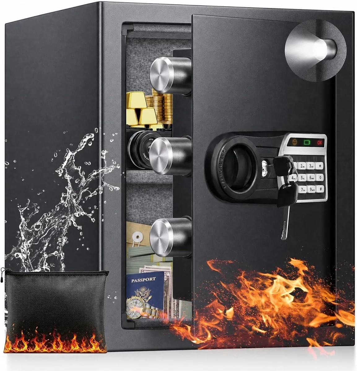 50L Anti-Theft Safe Fireproof Bag Keypad + Key - Image 1