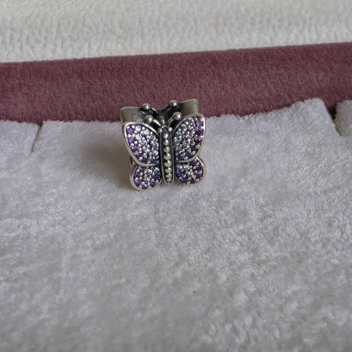 Pandora butterfly charm with purple and white - Image 1
