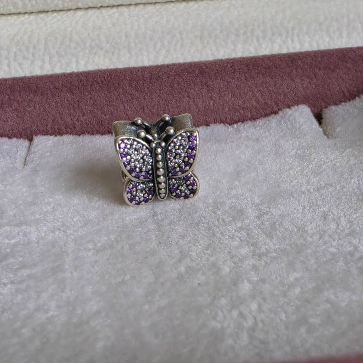 Pandora butterfly charm with purple and white - Image 2