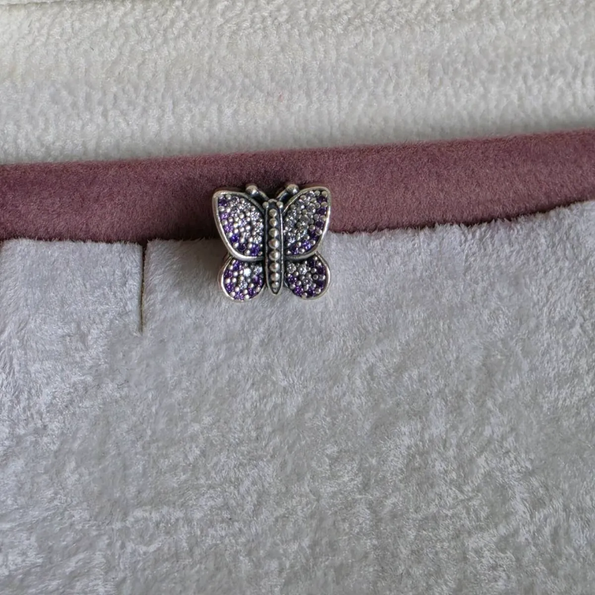 Pandora butterfly charm with purple and white - Image 3