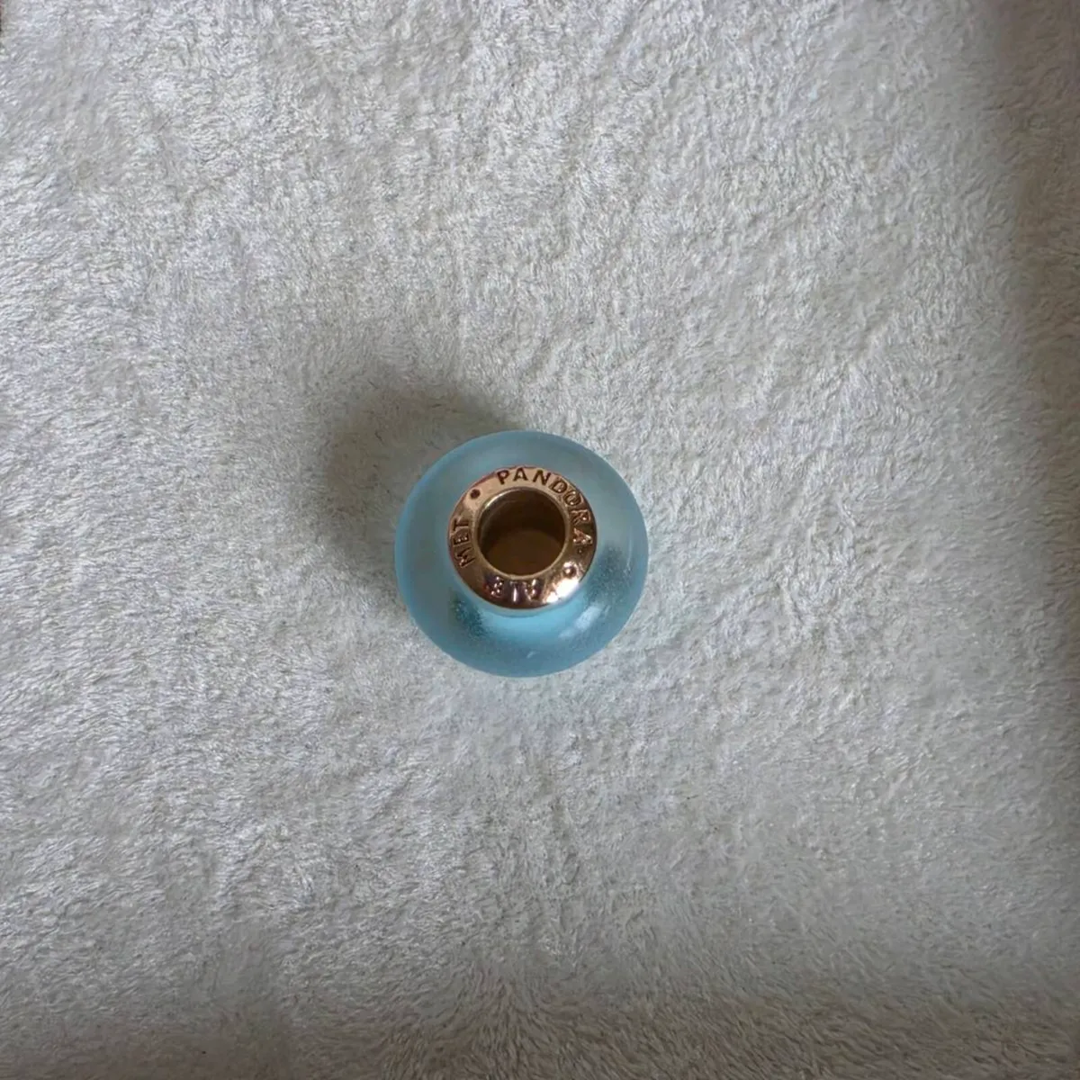 Pandora mate  blue  glass charm with rose gold - Image 4