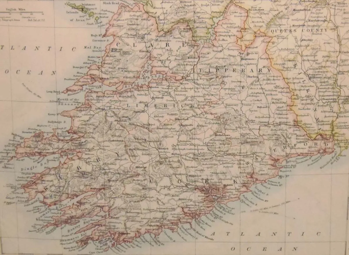 Pair Antique Maps Ireland 1905 Framed - Image 4