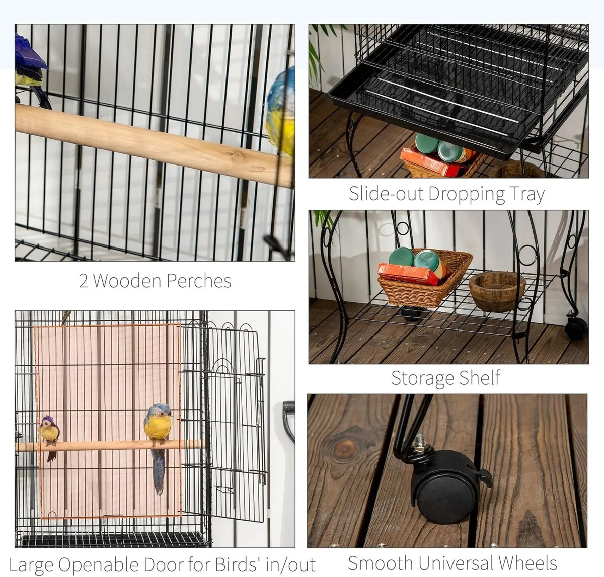 Bird Cage Aviary with Feeding Station and Wheels - Image 2
