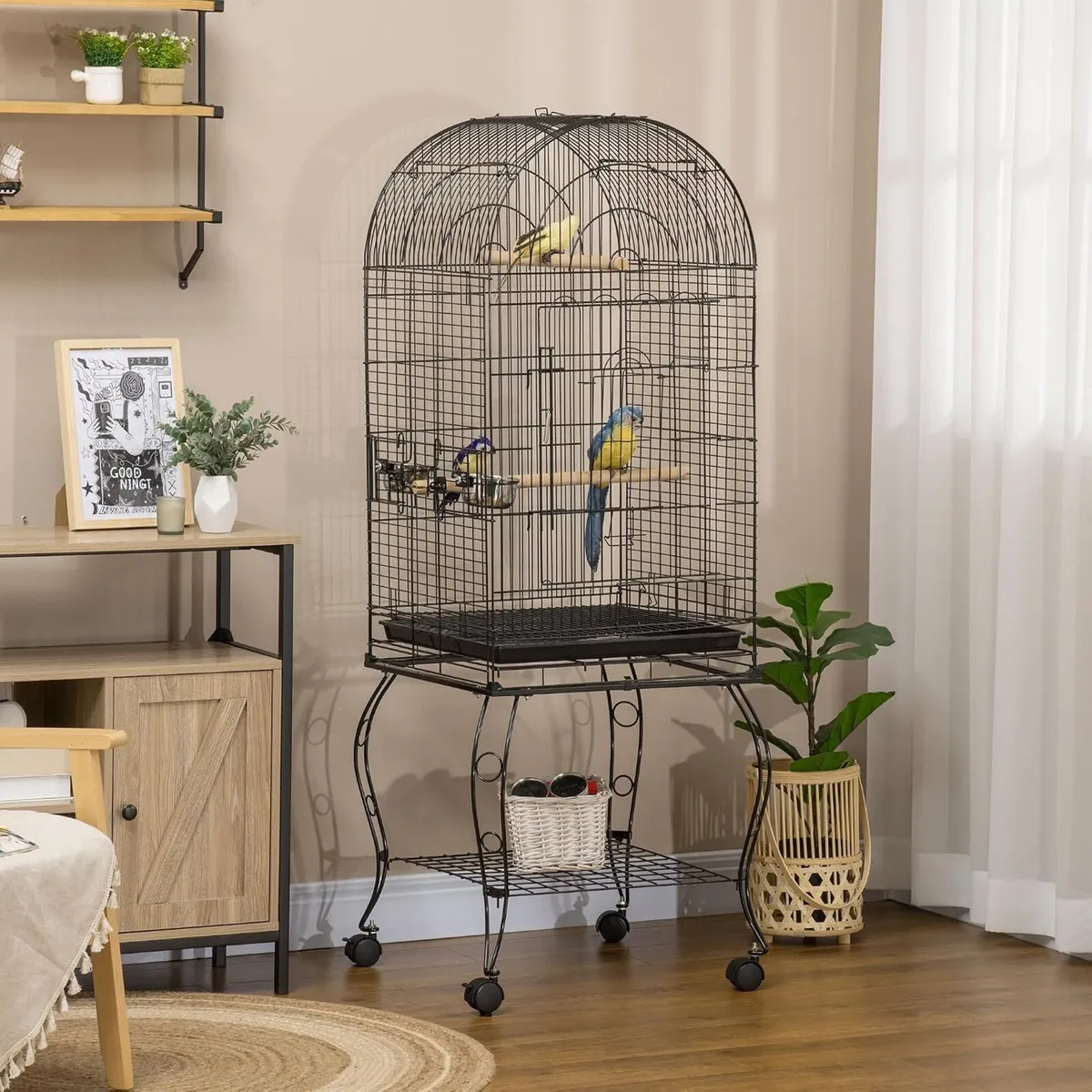 Large Metal Bird Cage with Stand and Wheels 137cm - Image 3
