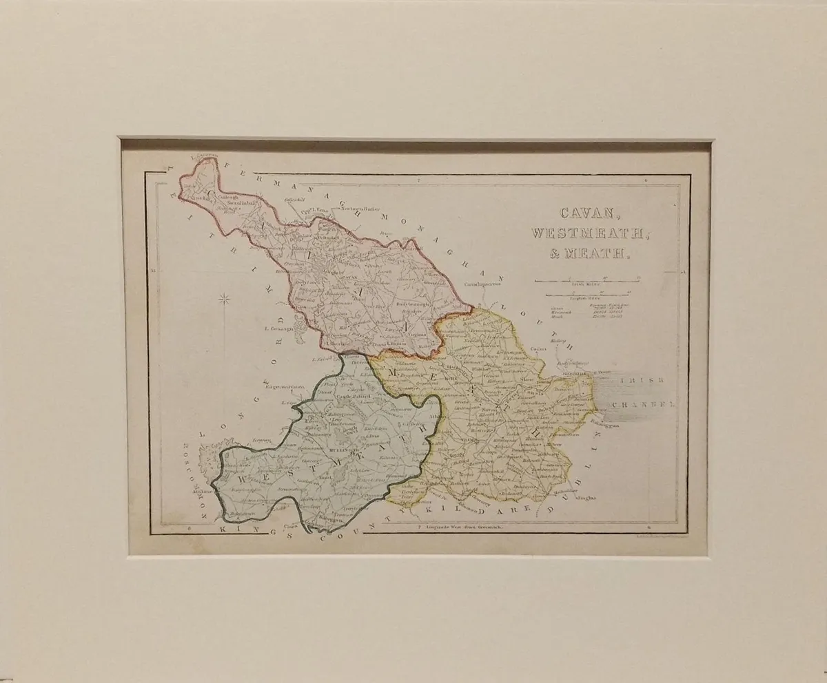 Cavan Westmeath Meath Antique Colour Map 1850 - Image 1