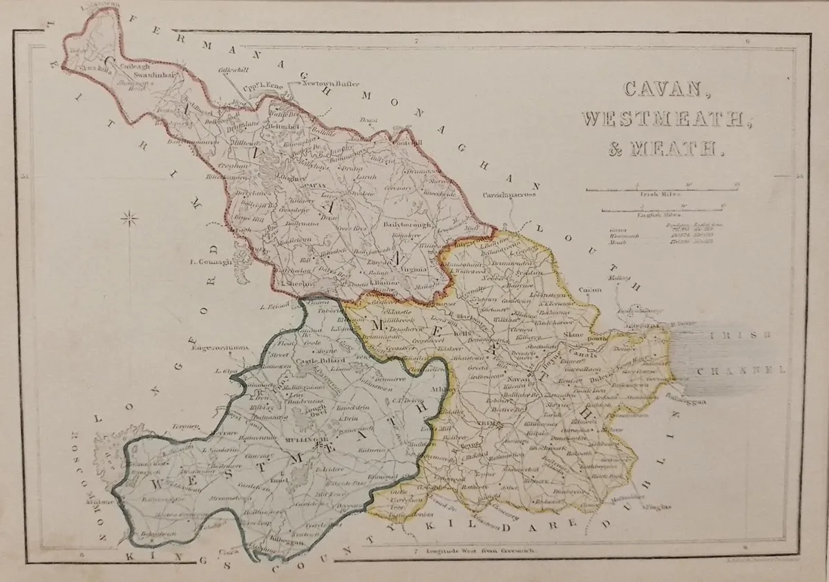 Cavan Westmeath Meath Antique Colour Map 1850 - Image 3
