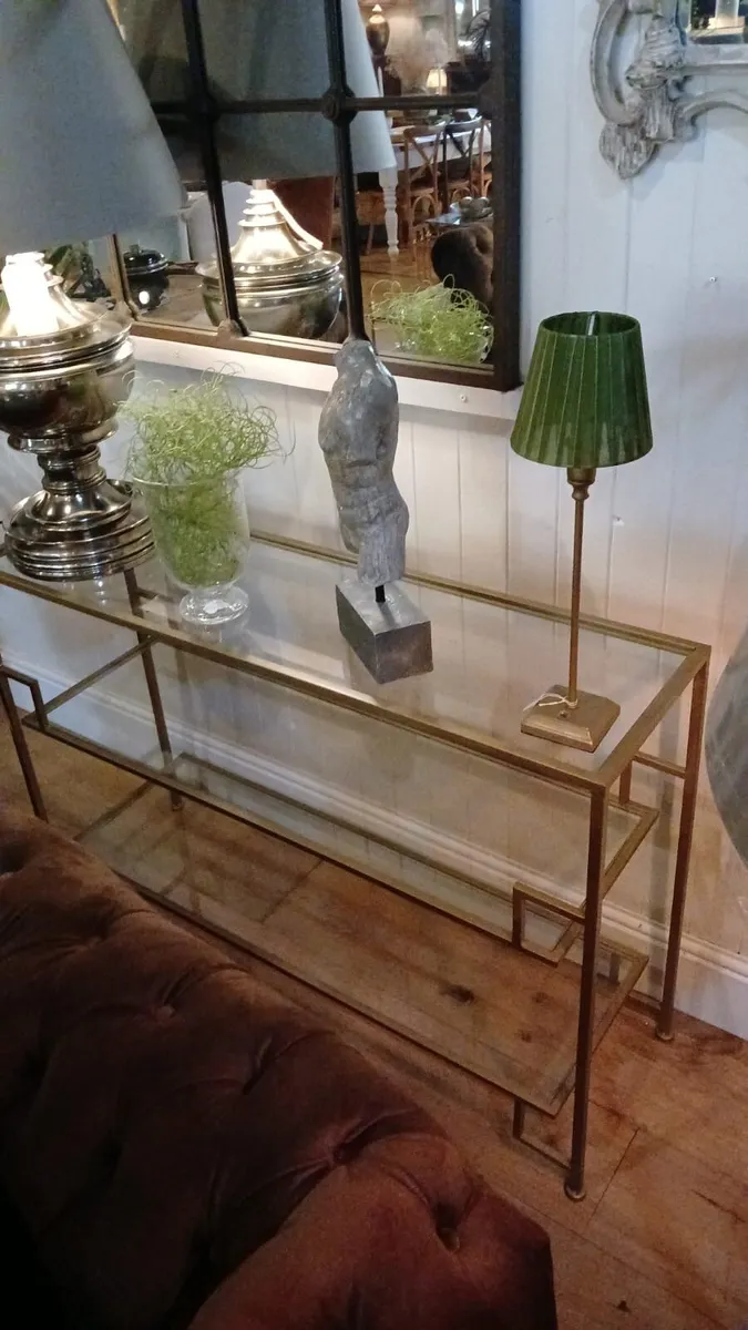 Beautiful brass and glass console table - Image 1