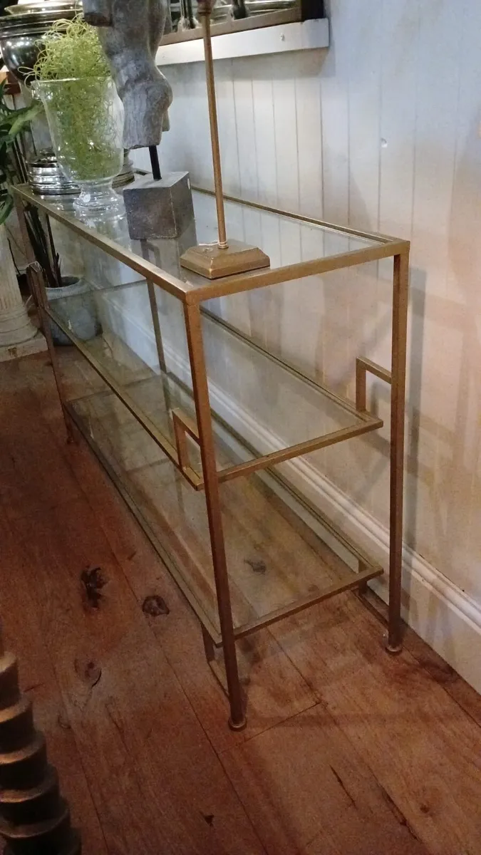 Beautiful brass and glass console table - Image 2