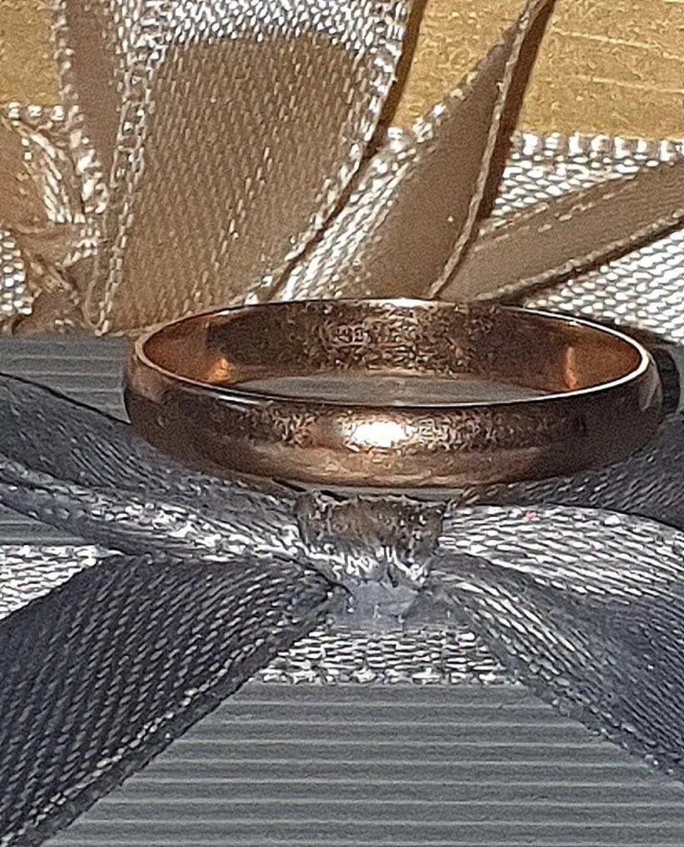Vintage Soviet 14K Yellow Gold Wedding Band - Image 4