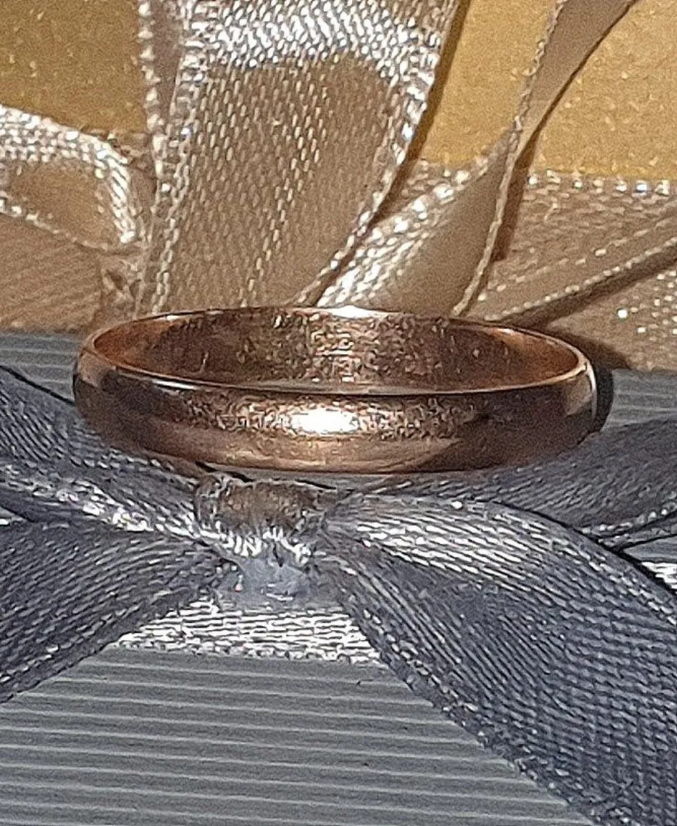 Vintage Soviet 14K Yellow Gold Wedding Band - Image 3