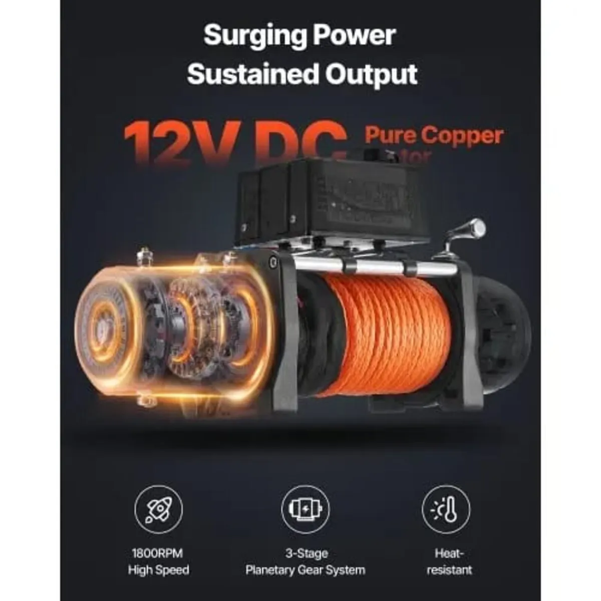 Electric Winch, 13,500 lbs Load Capacity, 12V DC T - Image 2