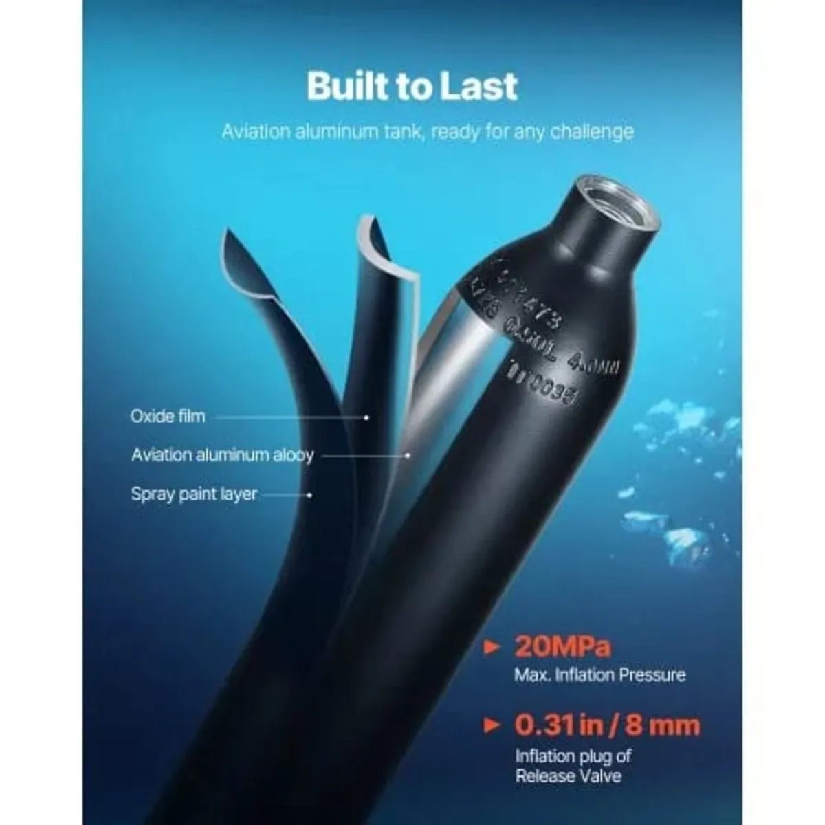 Scuba Tank, 0.5L Portable Scuba Diving Tank, Divin - Image 2