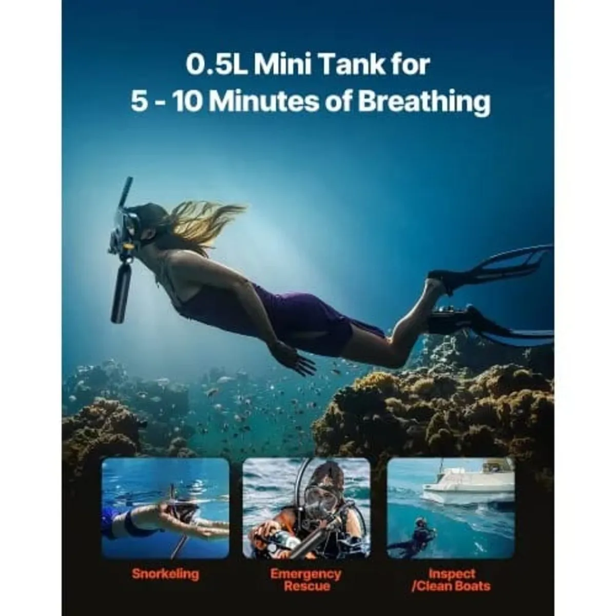 Scuba Tank, 0.5L Portable Scuba Diving Tank, Divin - Image 4