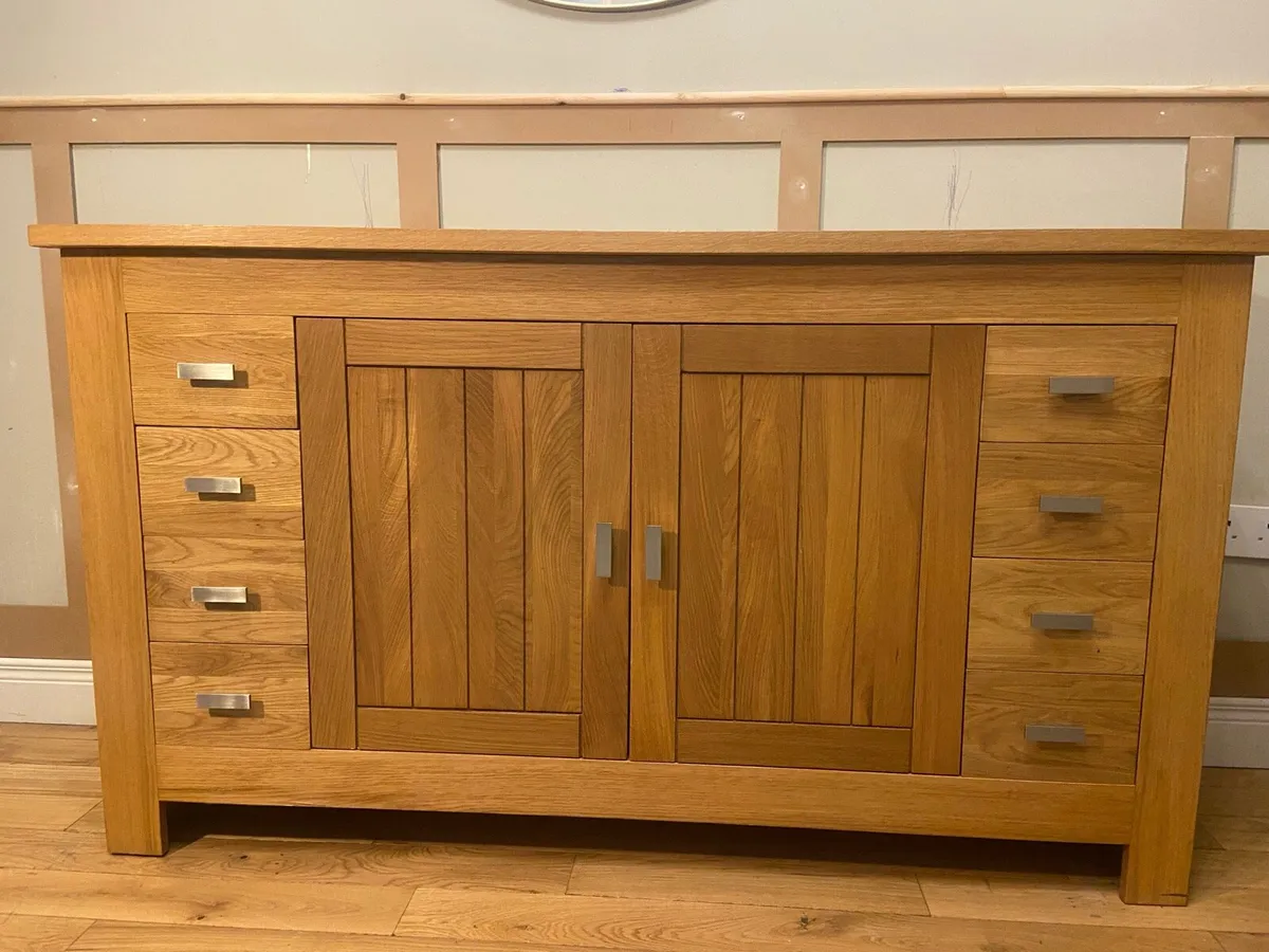 Oak dining table and side board - Image 1