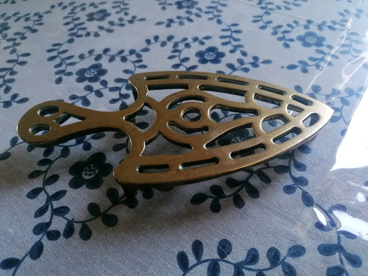 Vintage Brass Iron-Shaped Trivet - Image 1