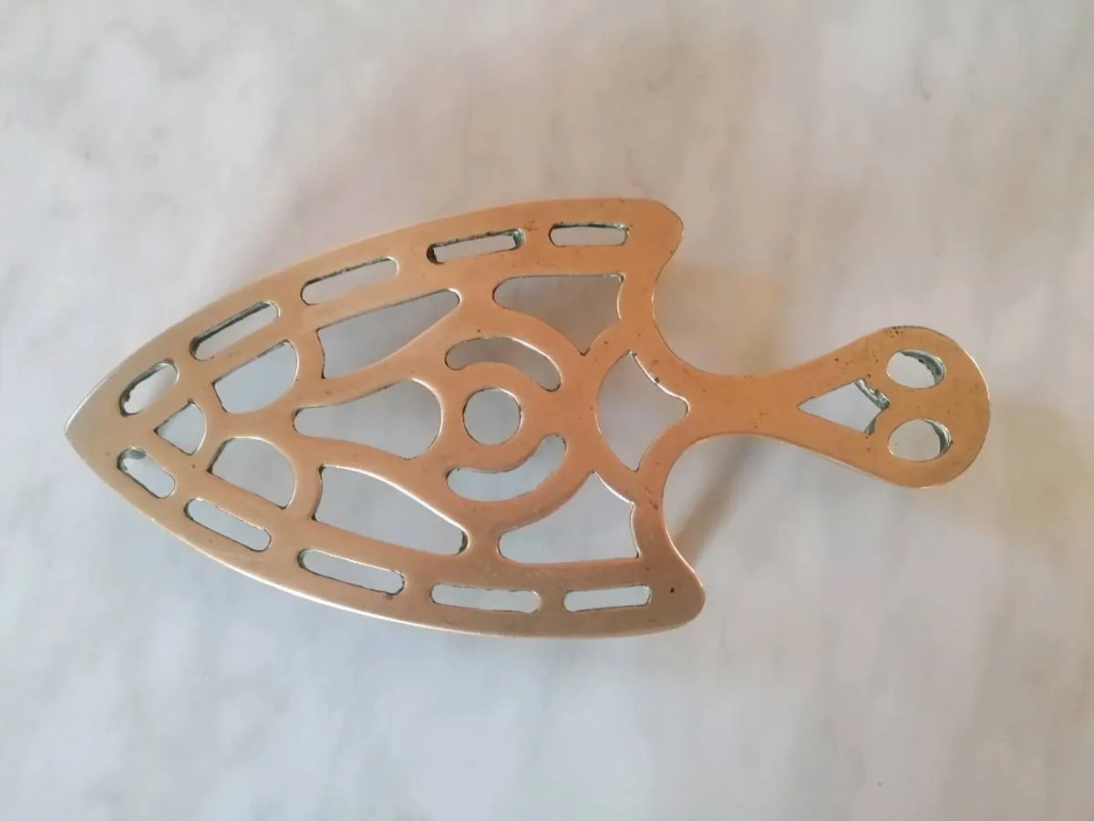 Vintage Brass Iron-Shaped Trivet - Image 3