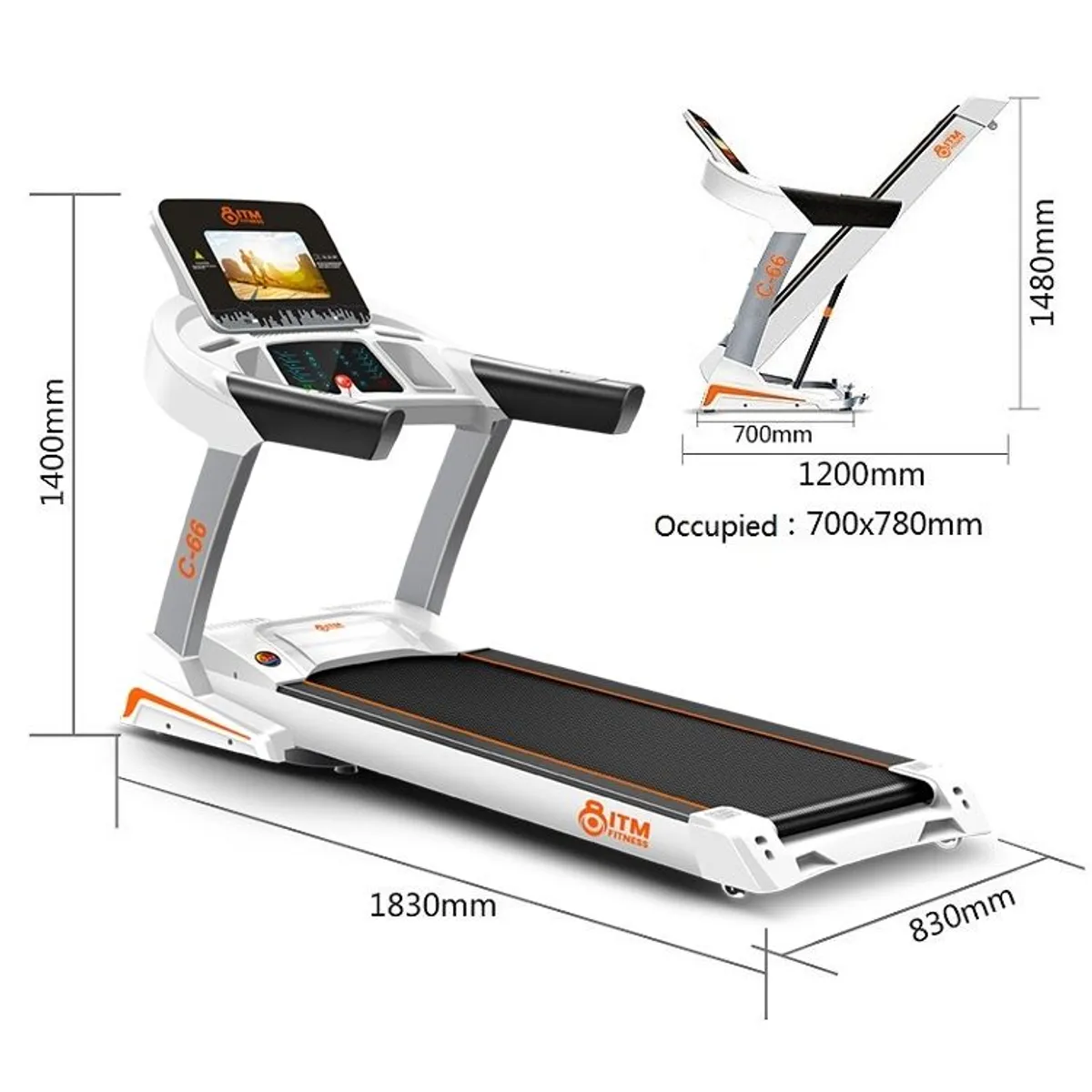 C-66 Commercial SMART Folding Treadmill - Image 1