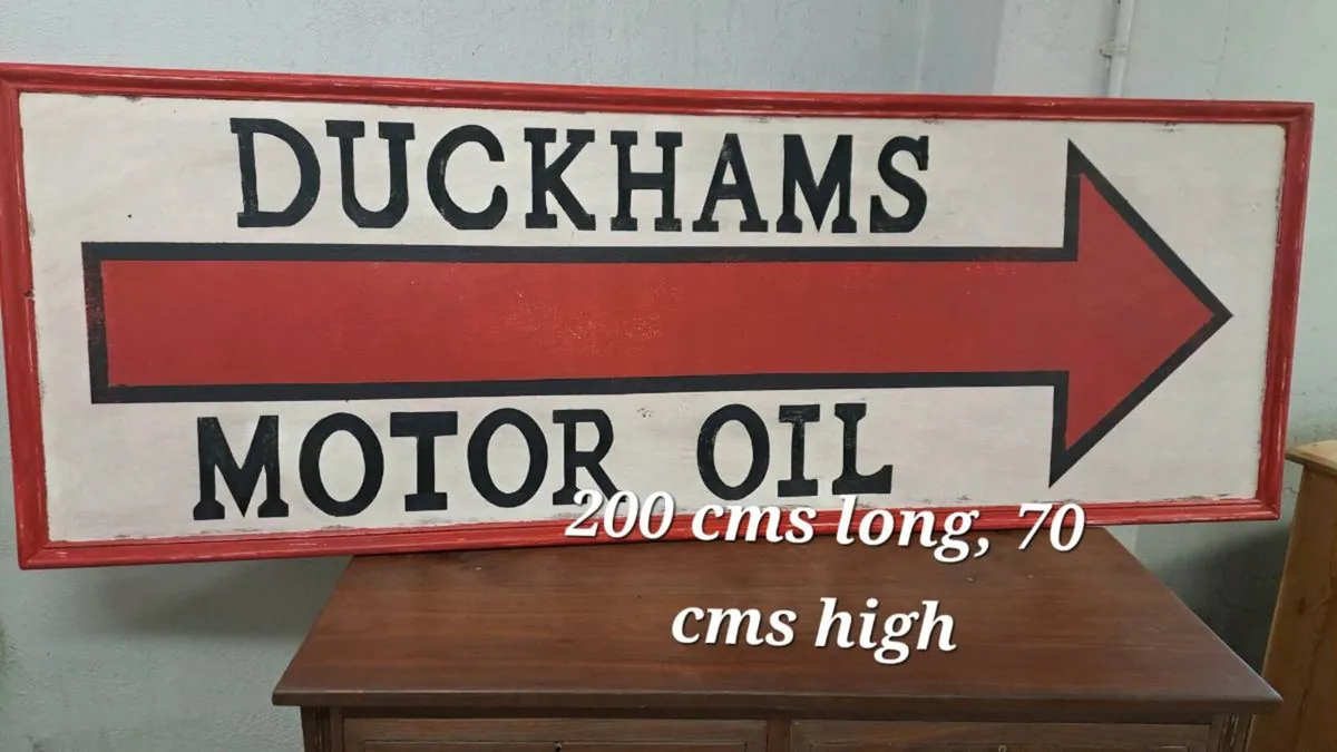 Large wooden vintage style duckhams oil sign - Image 4