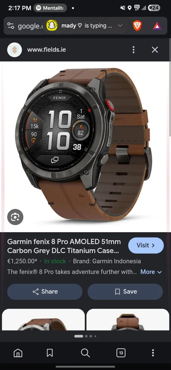 Garmin Fenix 8 Pro *SEALED* brown leather strap