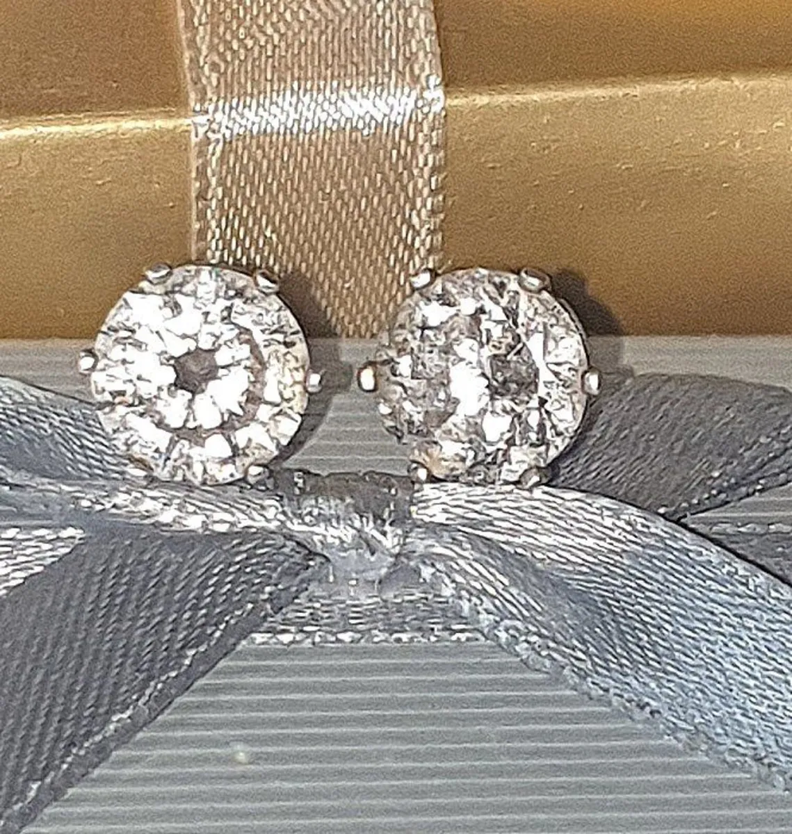 Vintage Hallmarked Silver White Sapphire  Earrings - Image 3