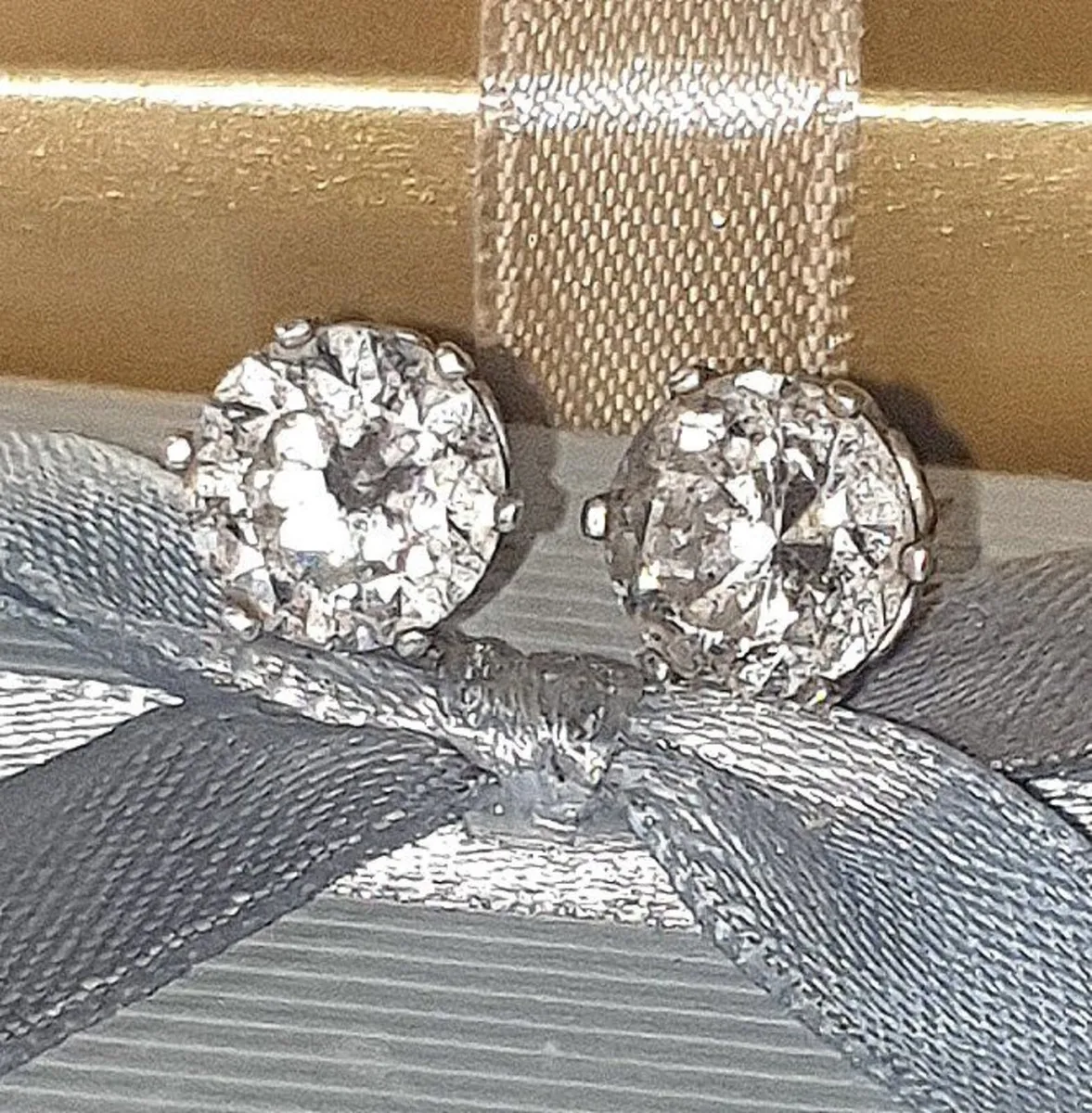 Vintage Hallmarked Silver White Sapphire  Earrings - Image 4