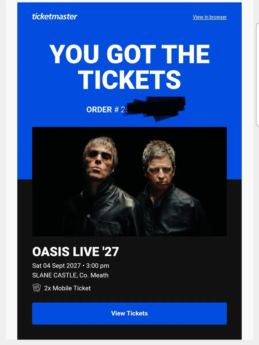 Oasis Ticket Slane Saturday