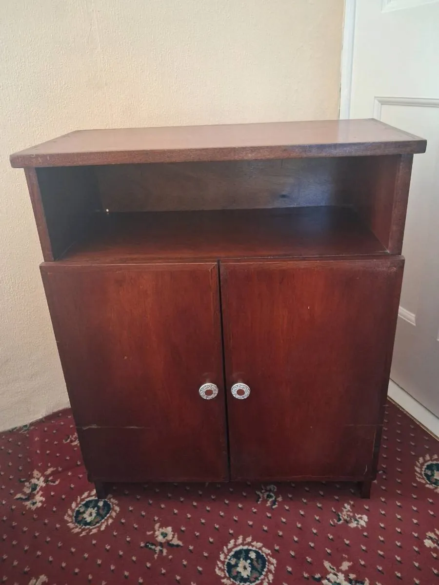1970's teak veneer chipboard cabinet/ locker - Image 1