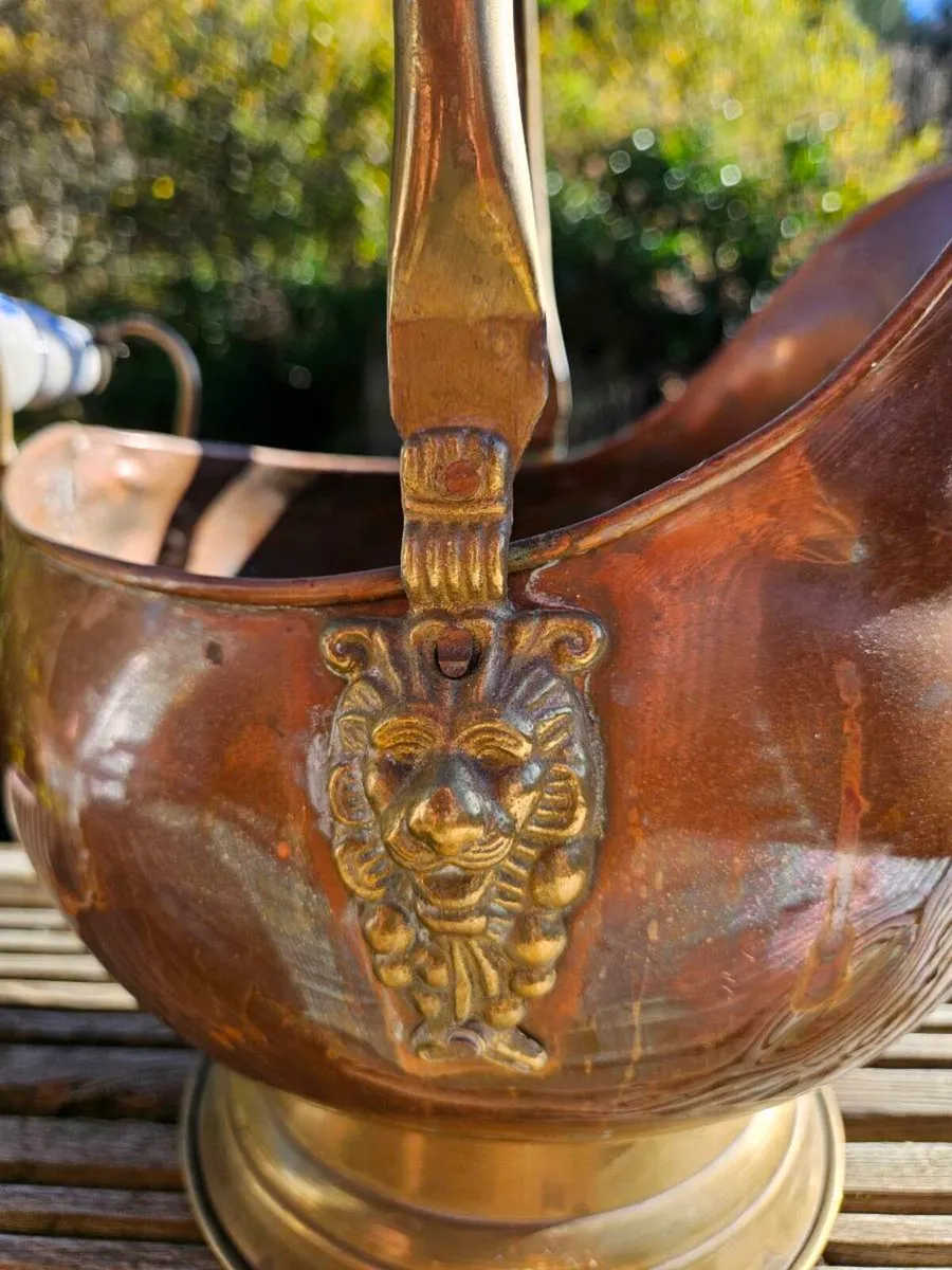 Antique Copper & Brass Coal Scuttle - Delivered - Image 2