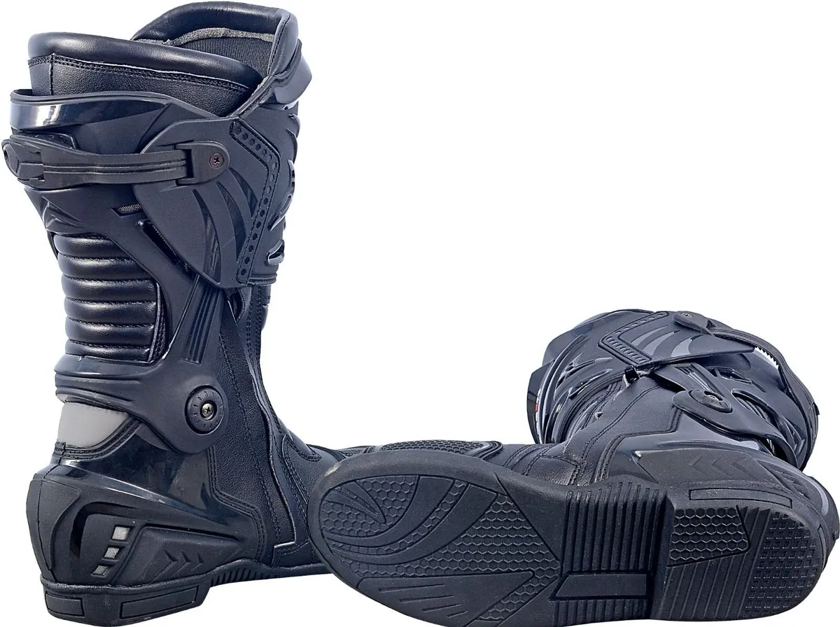 Premium Black Leather Motorcycle Riding Boots - Image 2