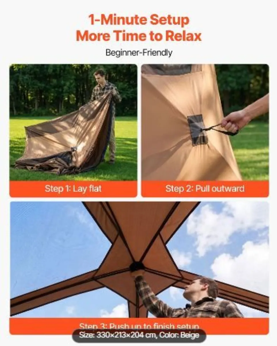 Camping Tent, 6 Person Pop Up Instant Cabin - Image 2