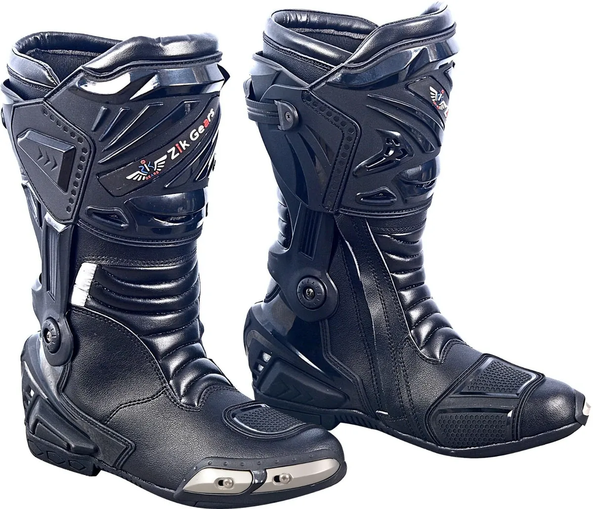 Premium Black Leather Motorcycle Riding Boots - Image 1