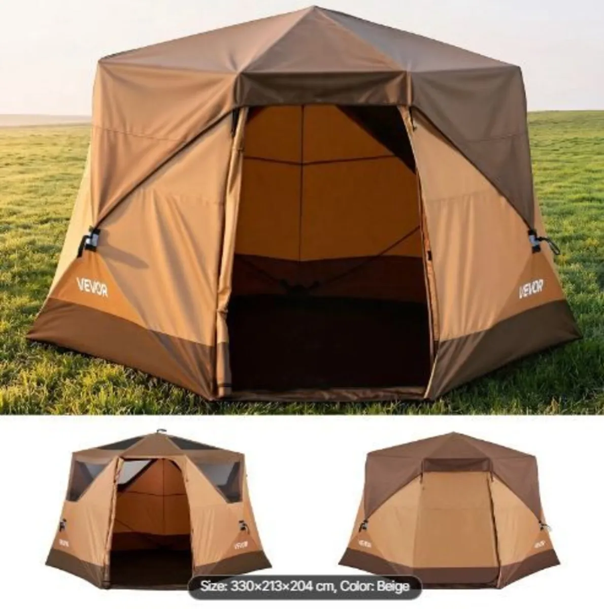 Camping Tent, 6 Person Pop Up Instant Cabin - Image 3
