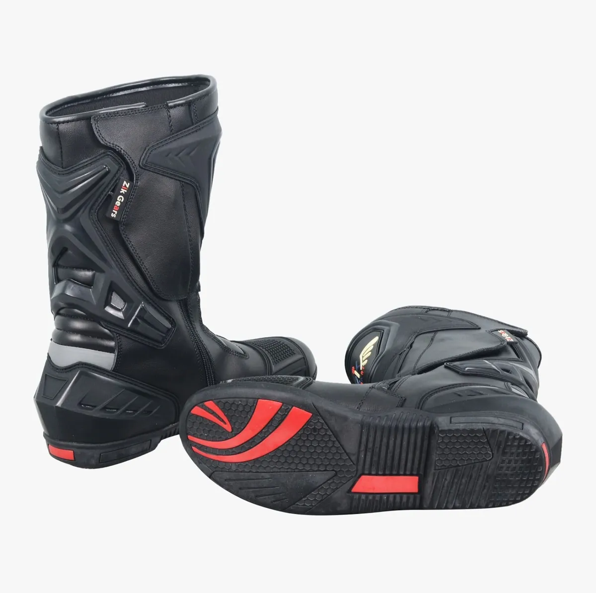 Premium Black Leather Motorcycle Riding Boots - Image 2