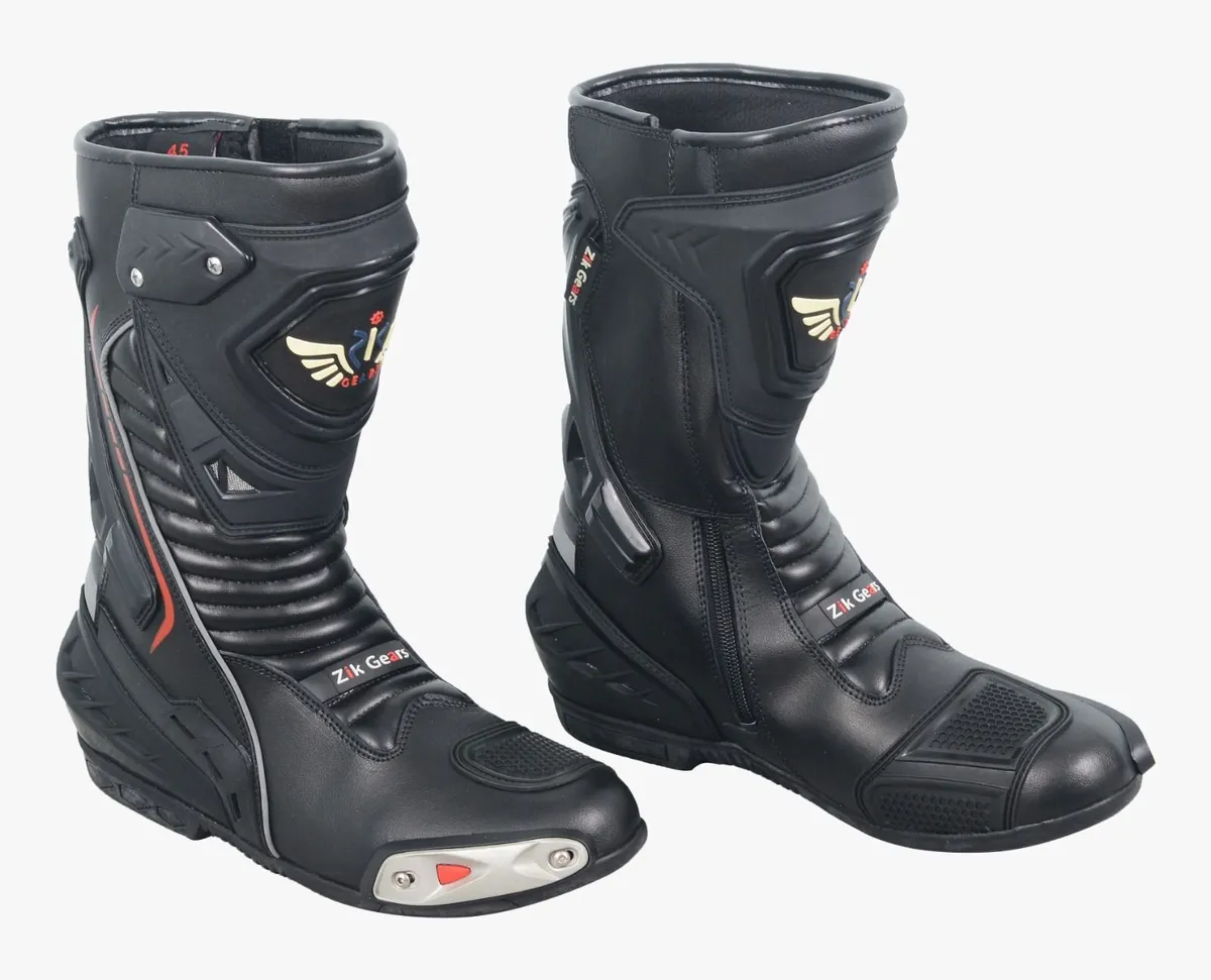 Premium Black Leather Motorcycle Riding Boots - Image 3