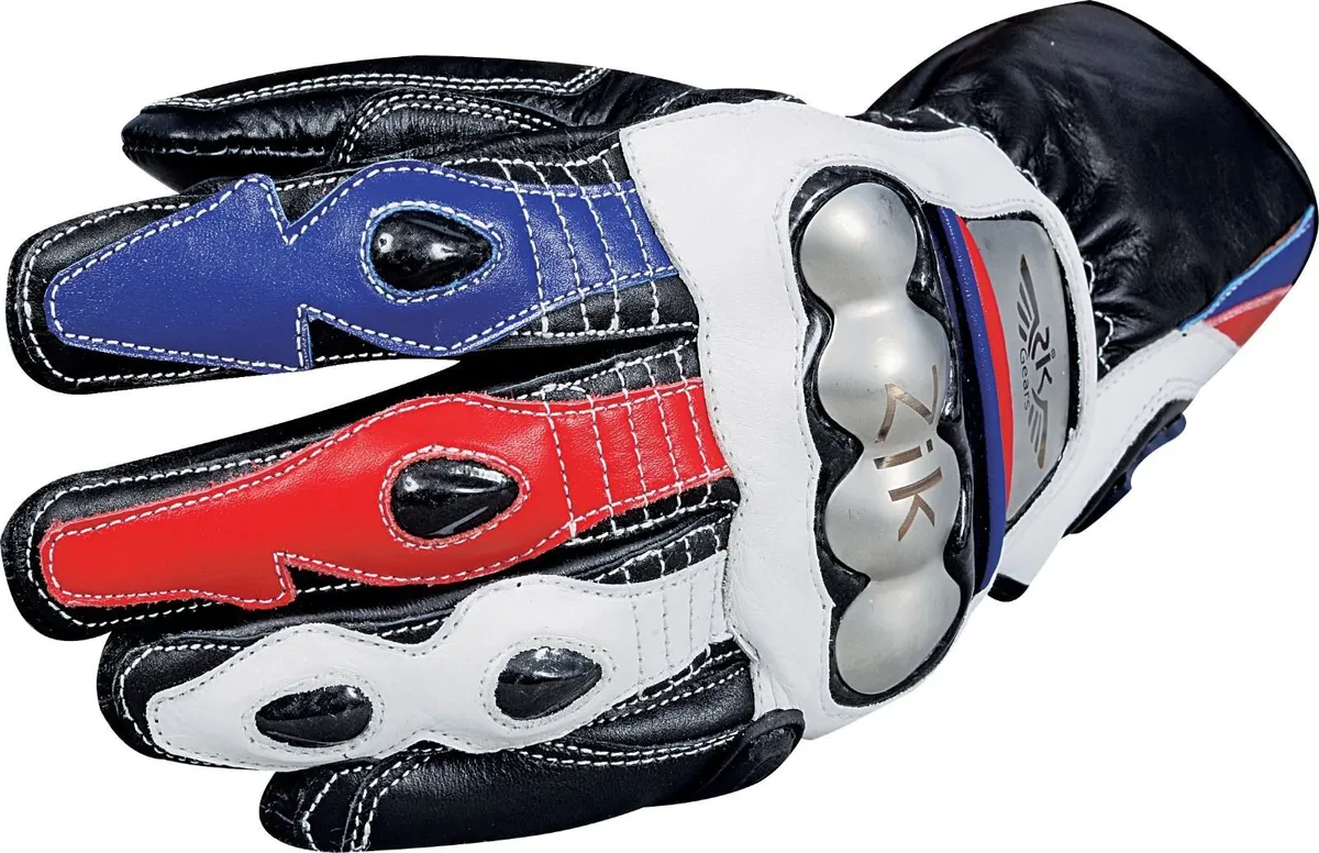 Premium Black & White Leather Motorcycle Gloves - Image 4