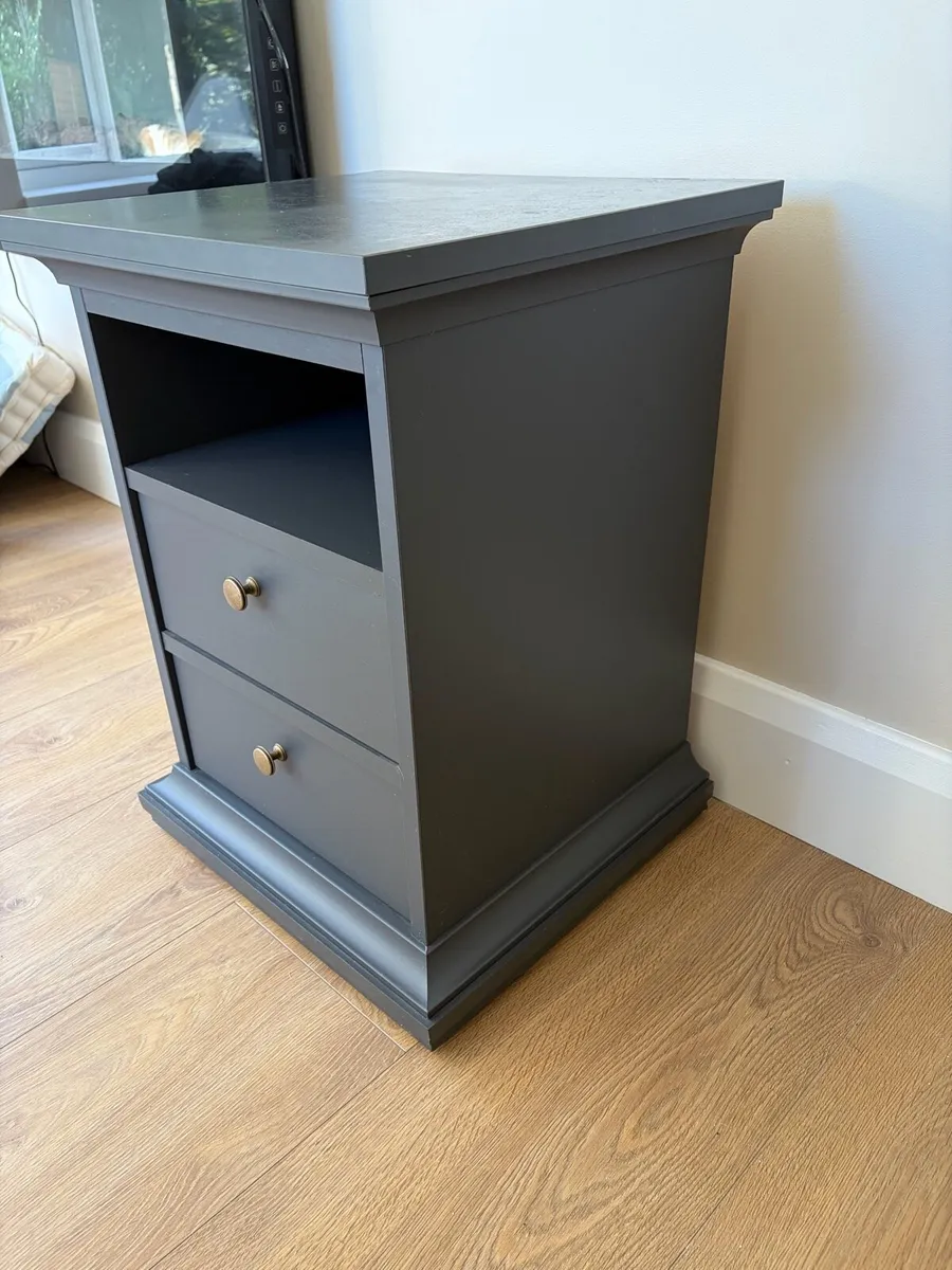 Charcoal grey bedside locker x 1 - Image 4