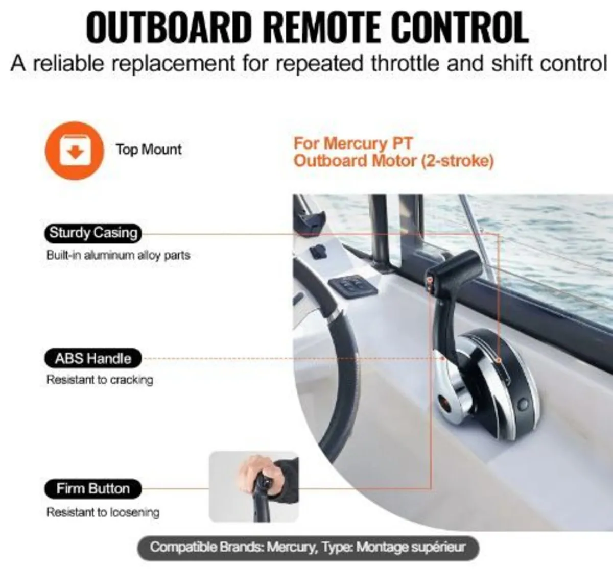 Boat Throttle Control, 8M0059686 Top-Mounted - Image 1