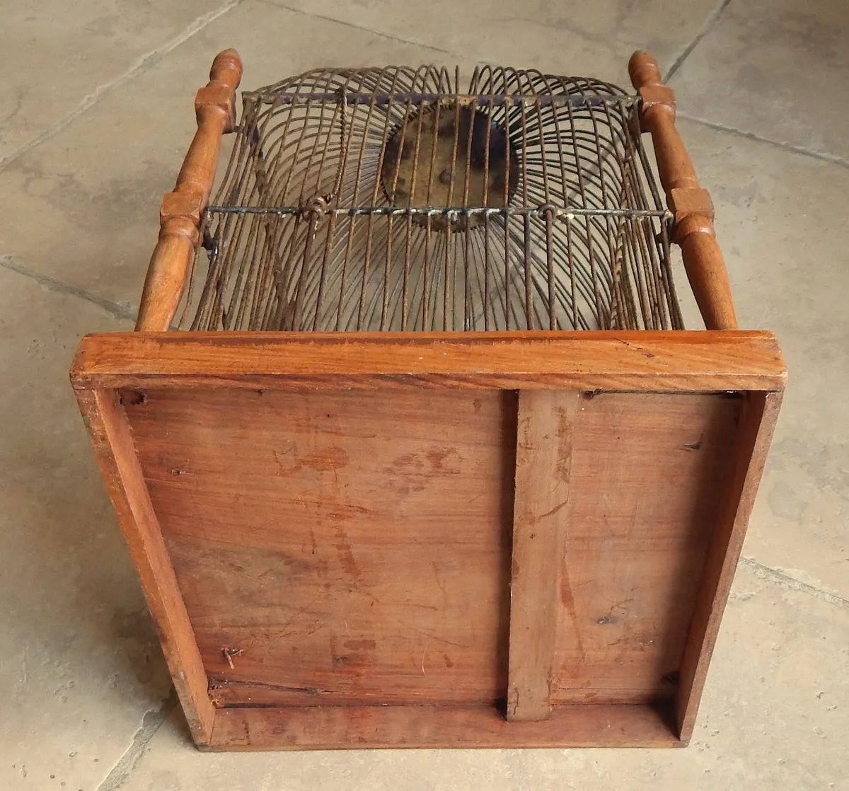 Vintage Free Standing Birdcage in Wood and Metal - Image 3