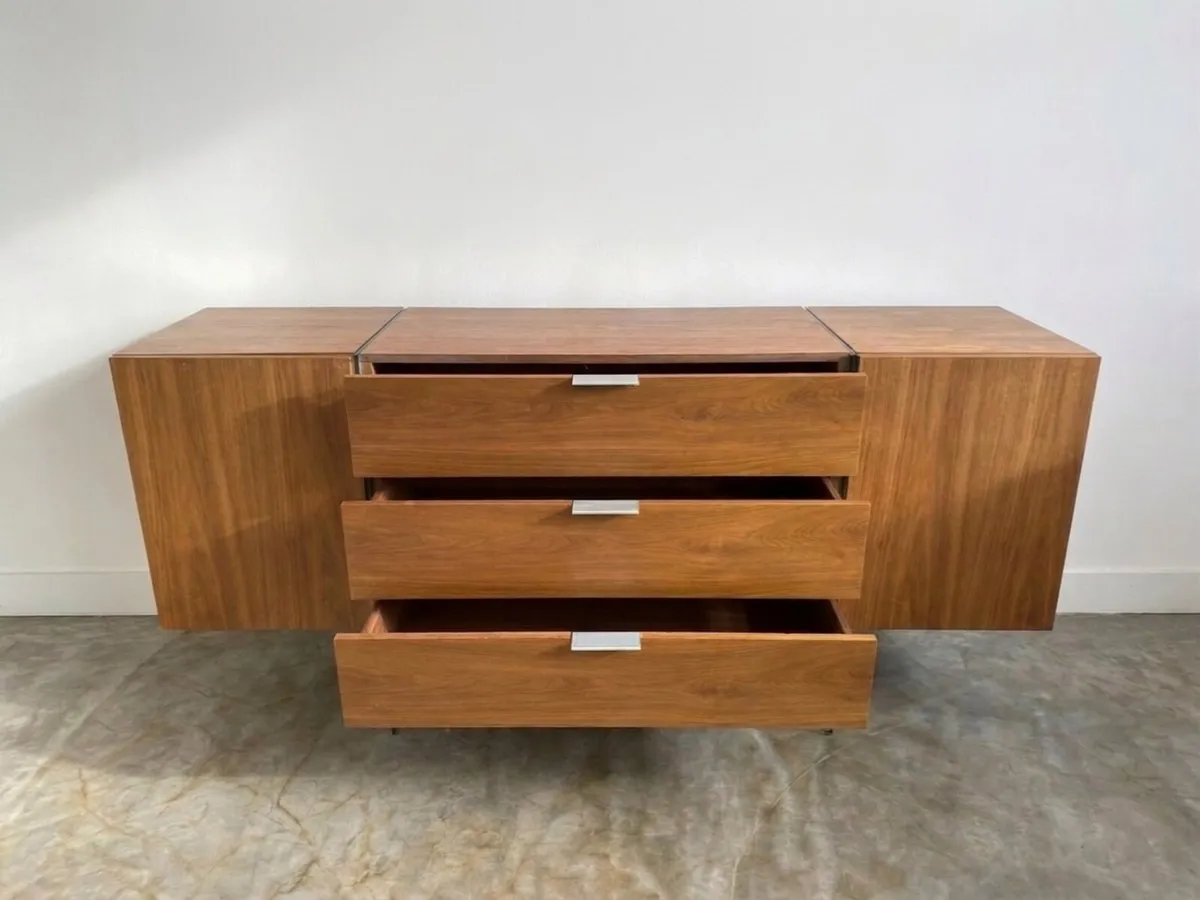 Vintage Mid Century Walnut & Glass Sideboard - Image 4